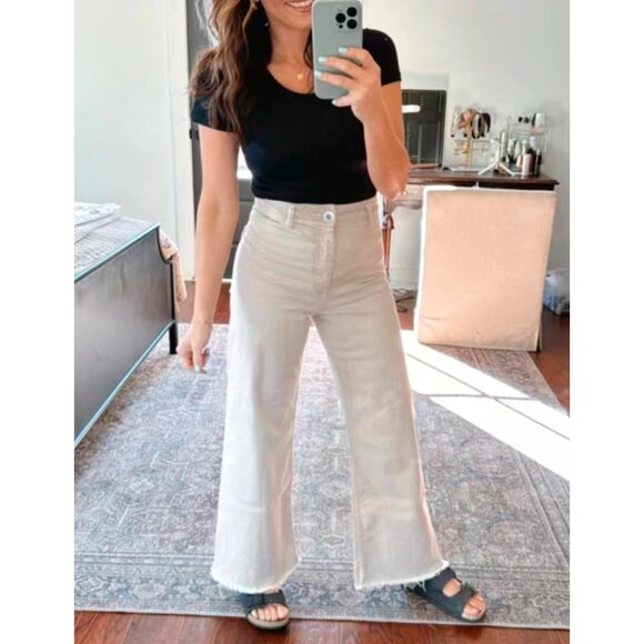 Women's Stretch Wide Leg Jeans High Waisted Casual Trousers Durable Denim - Picture 5 of 5